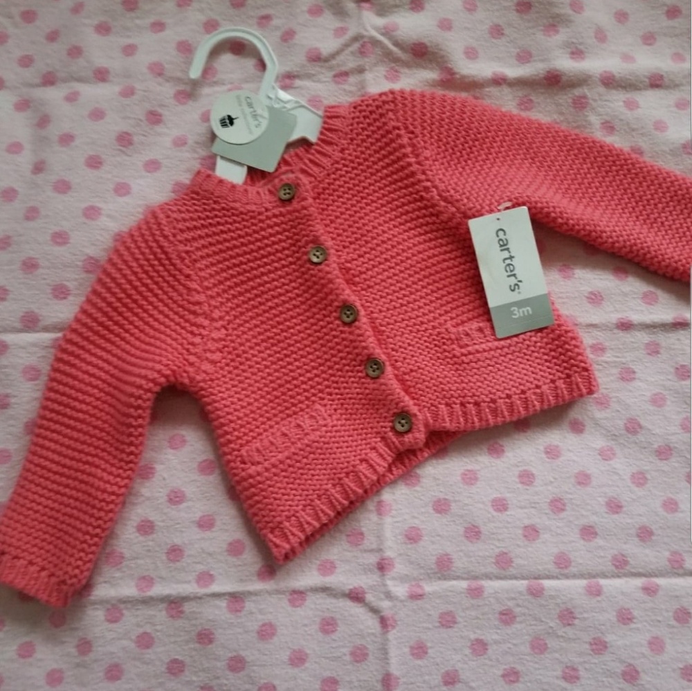 Carter's Coral Woven Cardigan